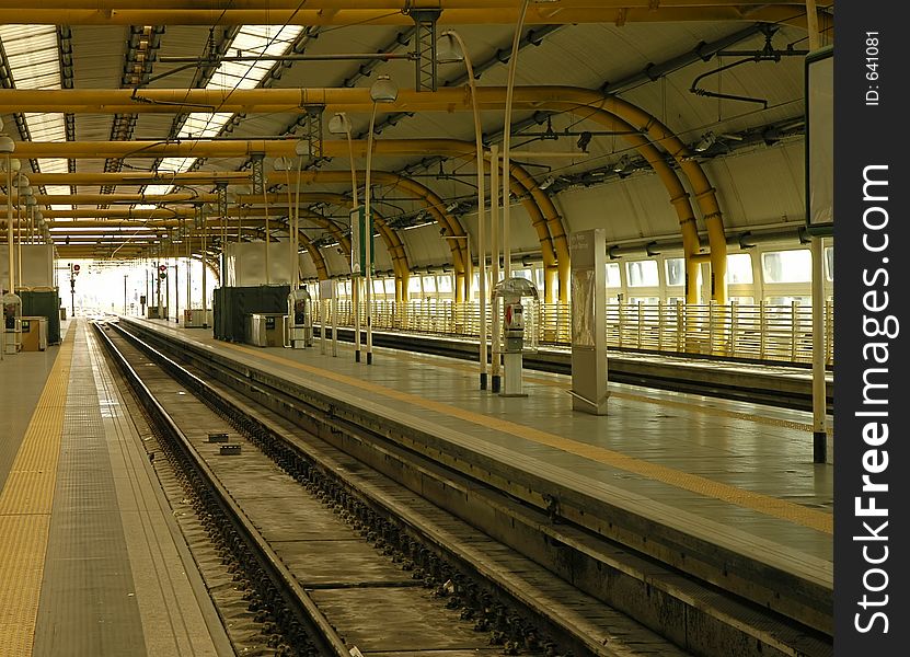 Empty railway station