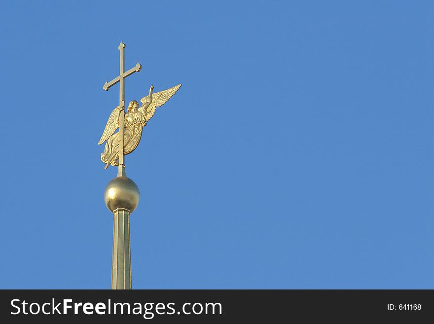 Dome of orthodox church on a background of the sky. Dome of orthodox church on a background of the sky