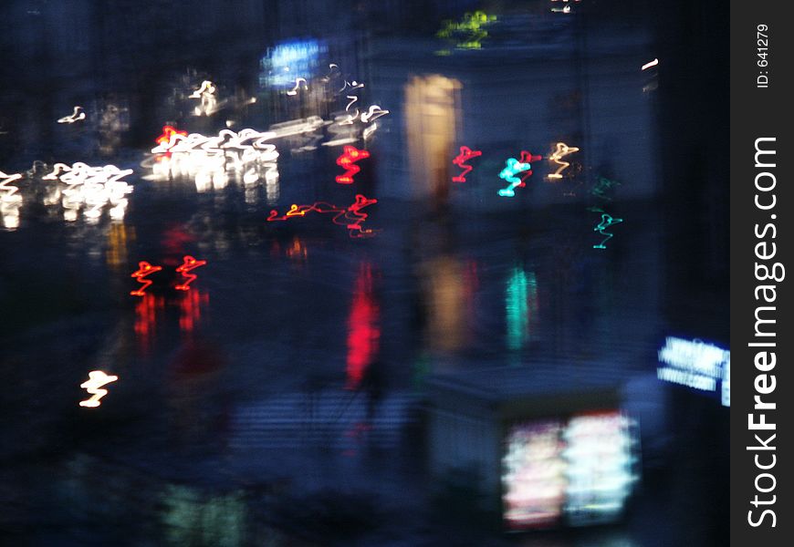 City lights on rainy day. City lights on rainy day