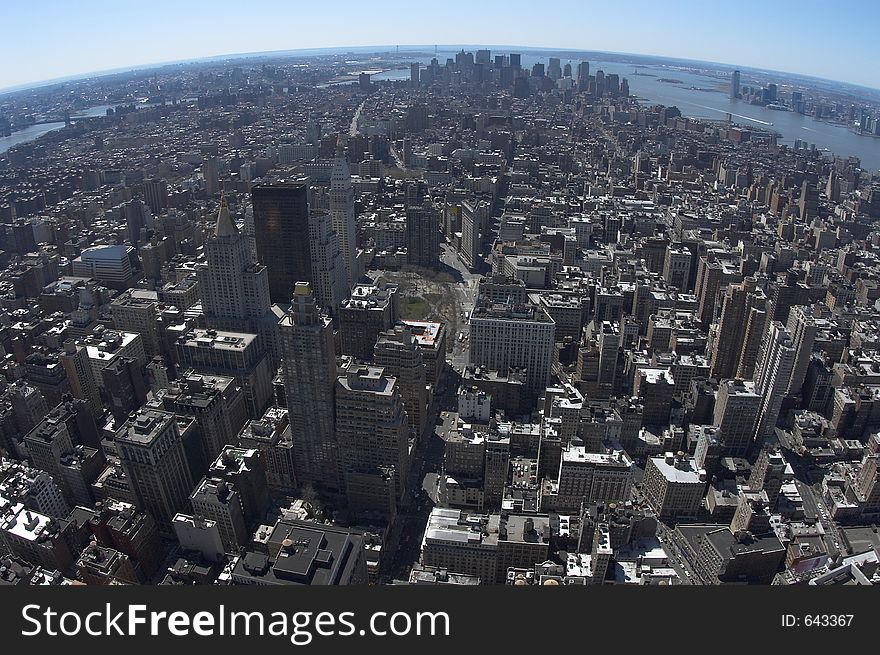 Bird view of South Manhattan from Empire state building. Bird view of South Manhattan from Empire state building