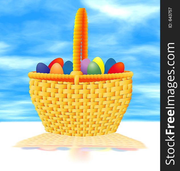 Easter basket and sky - illustration. Easter basket and sky - illustration