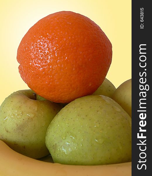Different fruits close-up, isolated + clipping path