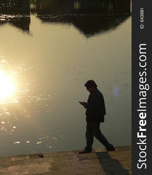 Walking boy silhouette II