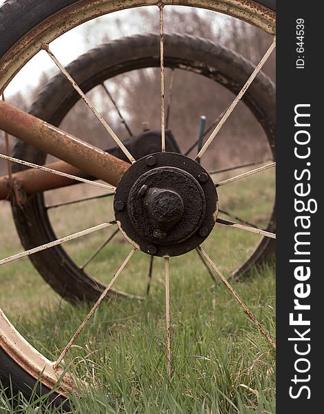 Wheels of old agricultural equipment