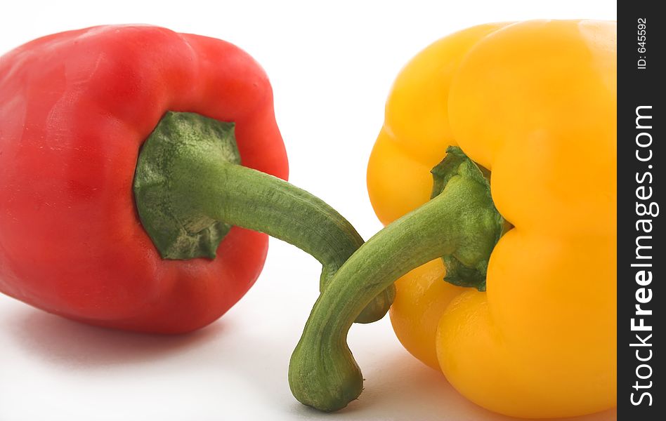 Red and yellow bellpepper. Red and yellow bellpepper