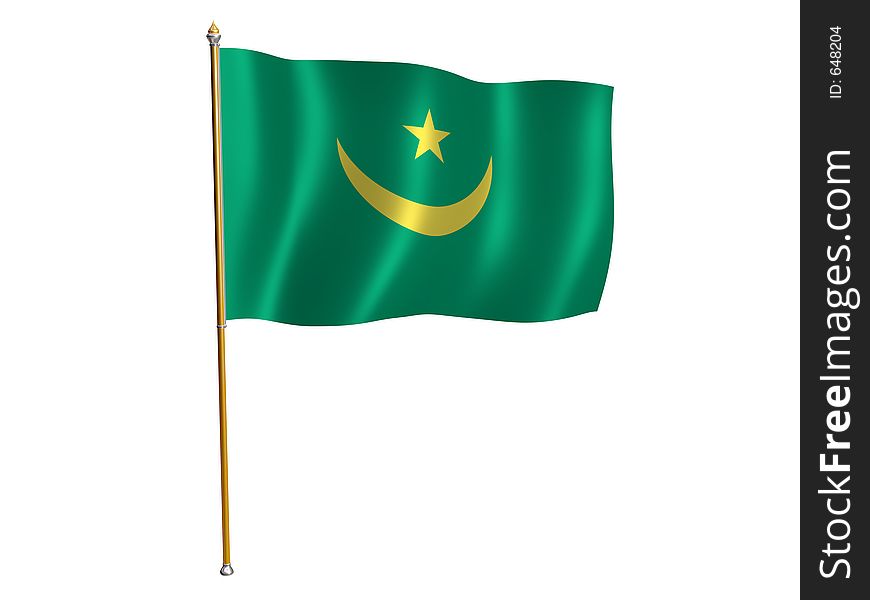 Silk flag of Mauritania. Silk flag of Mauritania