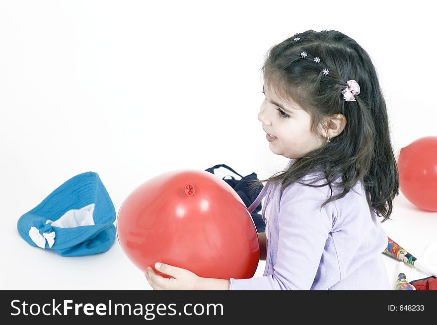 Little girl playing with balloons. Little girl playing with balloons