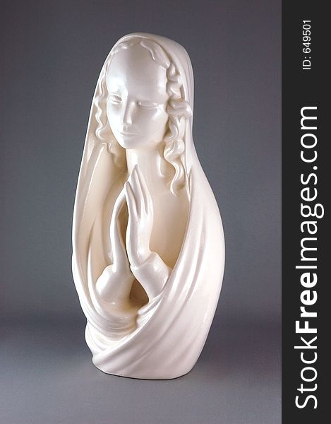 Blessed Mother ceramic on gray background