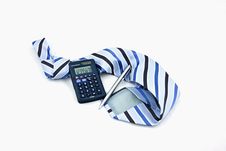 Calculator, Tie And Pencil Stock Photo Calculator, Tie And Pencil Stock Photo