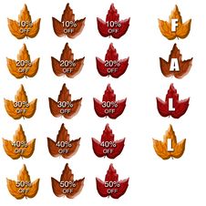 Fall Leaves With Percentages Off Stock Photos Fall Leaves With Percentages Off Stock Photos