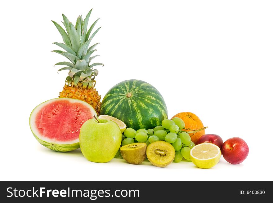 Fresh fruits isolated on a white background