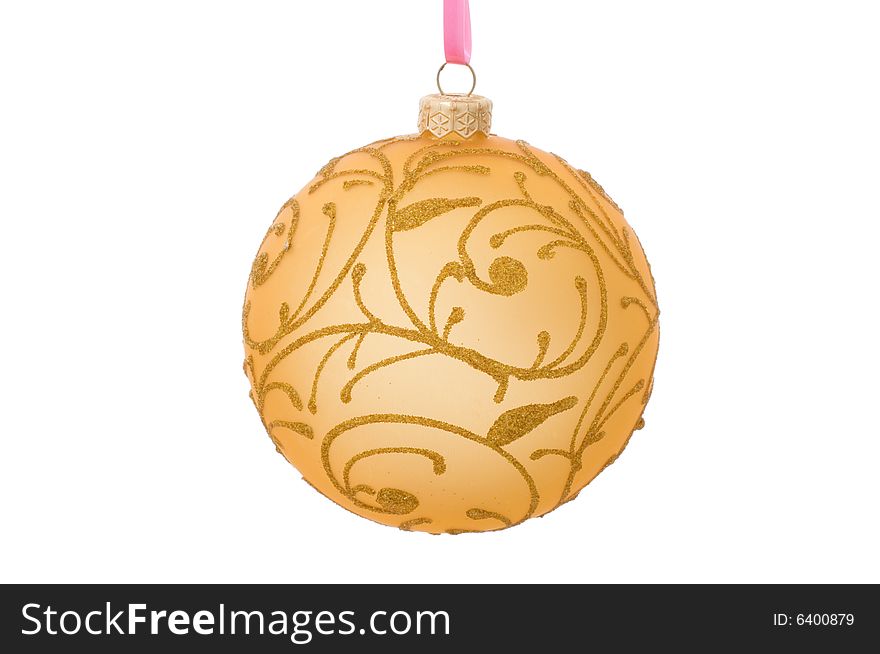 Golden christmas ball isolated on a white background