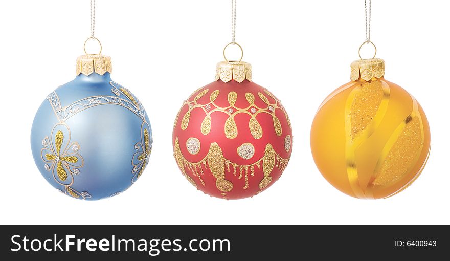 Christmas baubles isolated on a white background