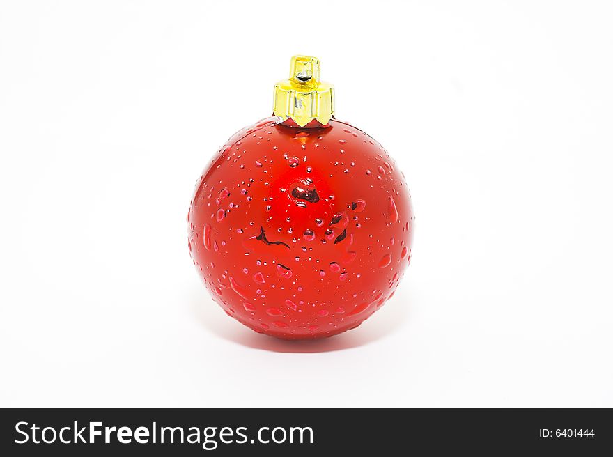 Red christmas ball isolated on white background. Red christmas ball isolated on white background