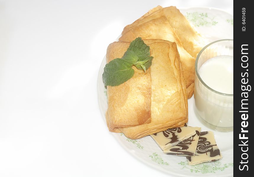 Puff pastry and milk and chocolate