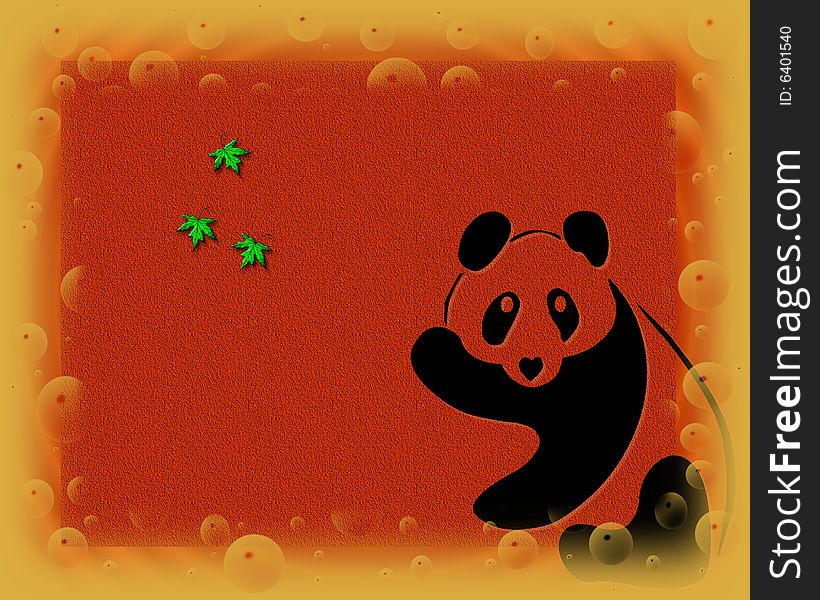 Panda illustration over a orange background. Panda illustration over a orange background