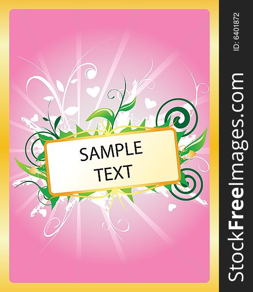 Text banner on abstract floral background