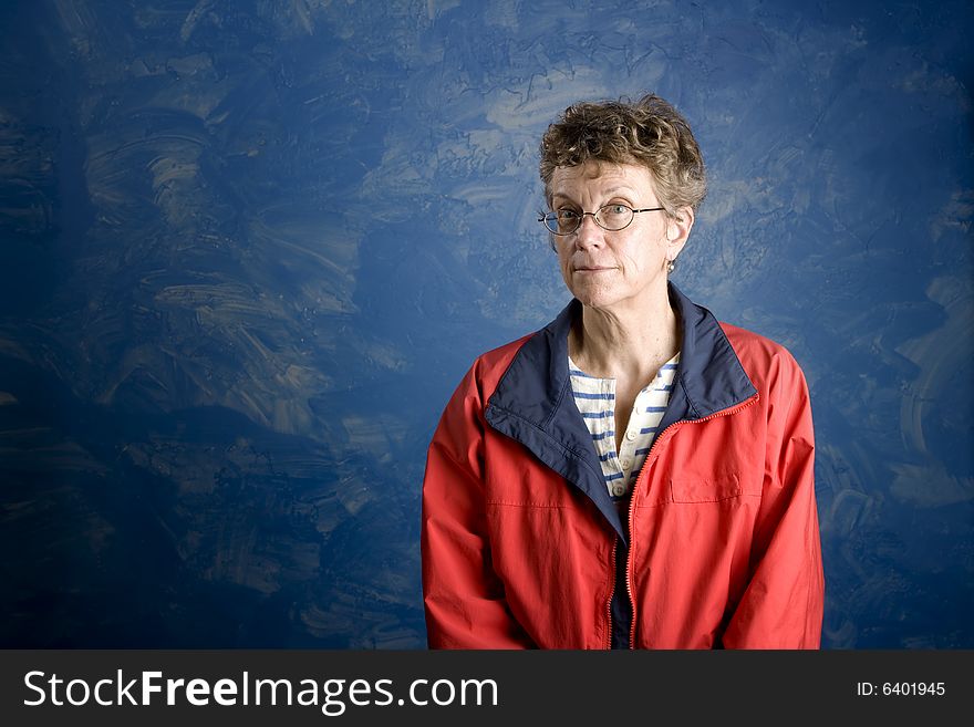 Portrait of a senior woman in her sailing clothes. Portrait of a senior woman in her sailing clothes