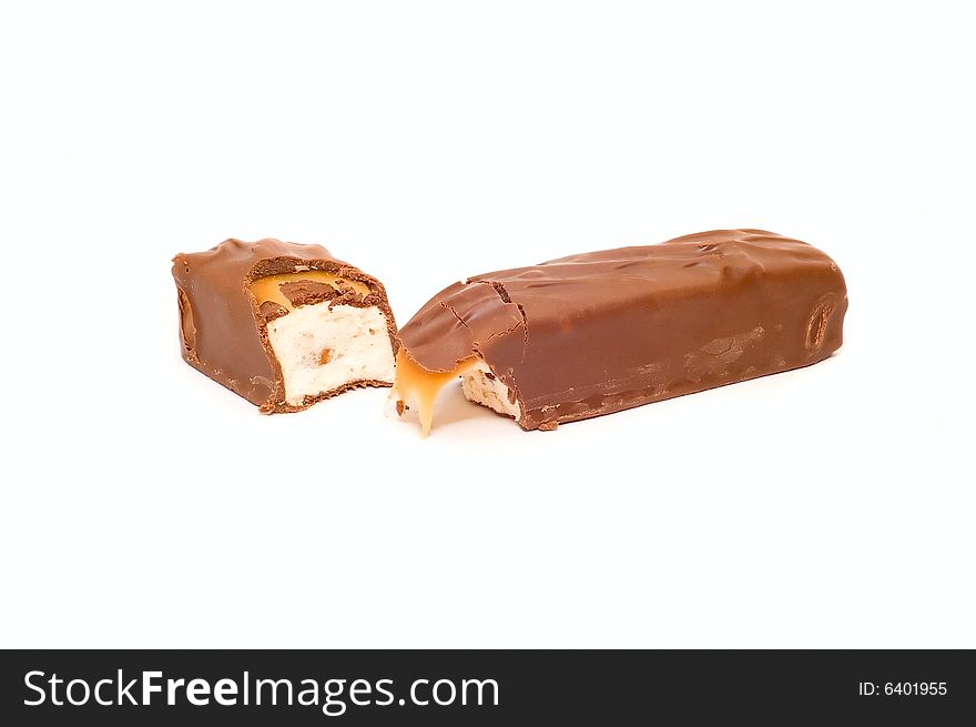 Bar of chocolate on white background