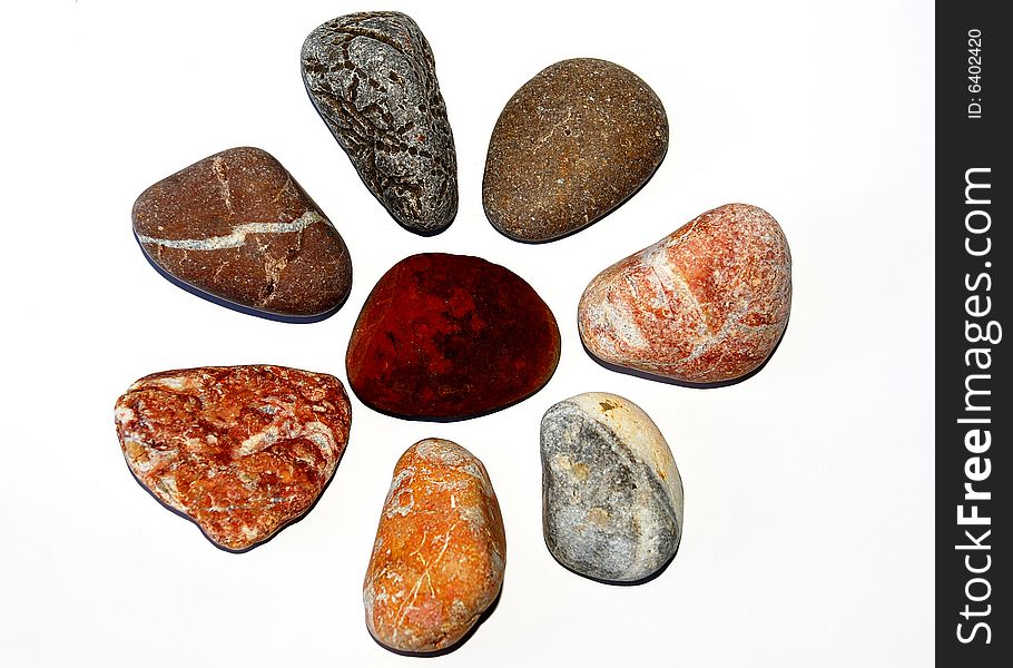 Set of varicoloured pebbles, maritime pebbles. Set of varicoloured pebbles, maritime pebbles