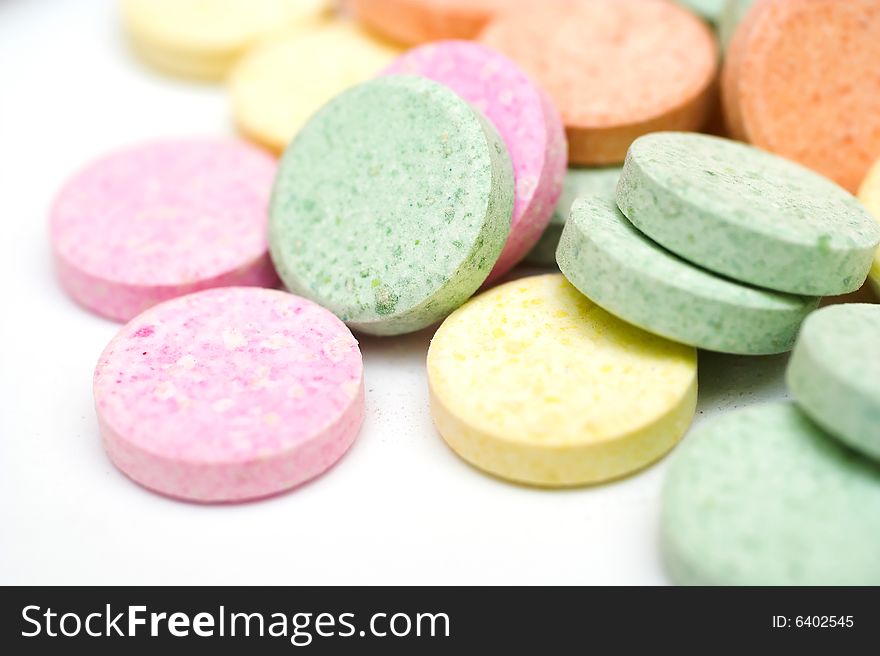 A collection of colorful pills, closeup
