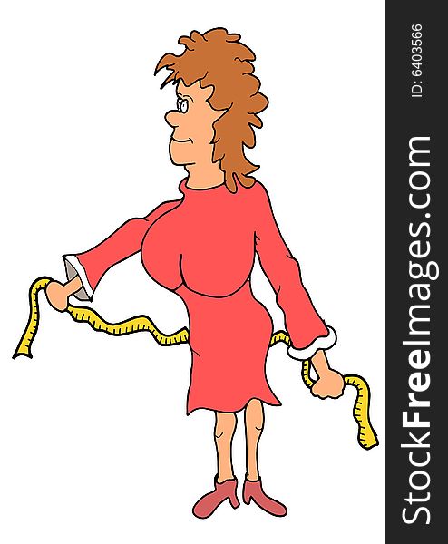 Woman illustration with a tape measure. Woman illustration with a tape measure