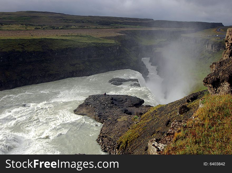 The largest waterfalls in a mountain part of Iceland. The largest waterfalls in a mountain part of Iceland