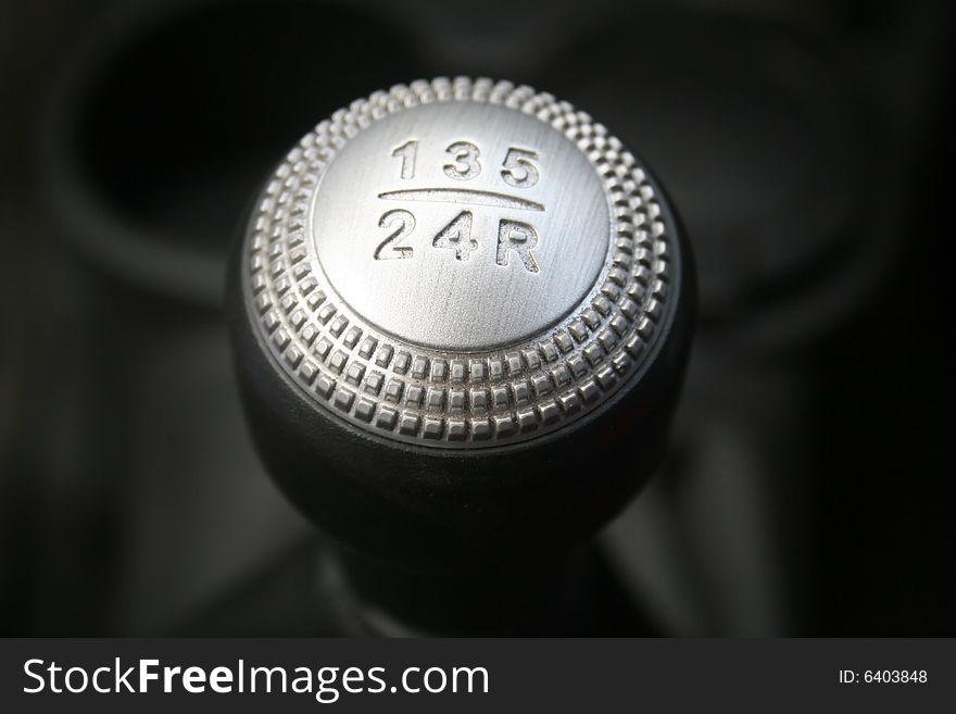 Silver car gear close up