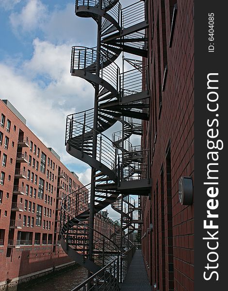 Typical stairway in Hamburg located in the historic part of the city the so called Speicherstadt. Typical stairway in Hamburg located in the historic part of the city the so called Speicherstadt.