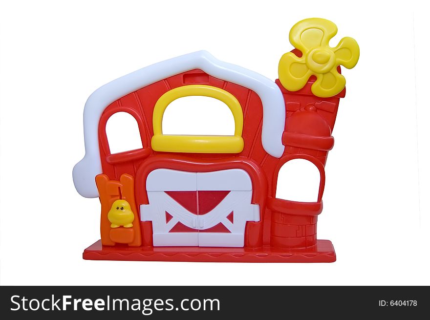 Plastic toy farm. On a white background. Plastic toy farm. On a white background