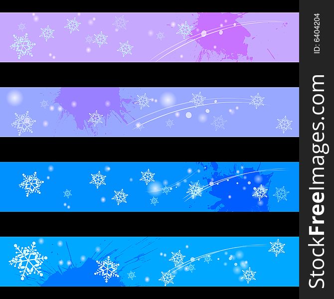 Four separated banner with similar design elements such as snow flake for your text. Four separated banner with similar design elements such as snow flake for your text.