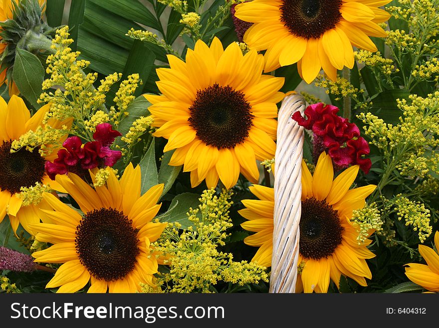 Image of a sun flower gift basket