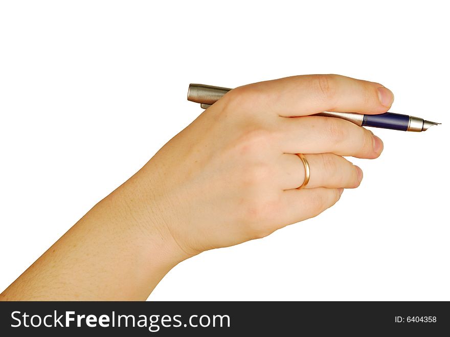 A womanish hand with an ink pen