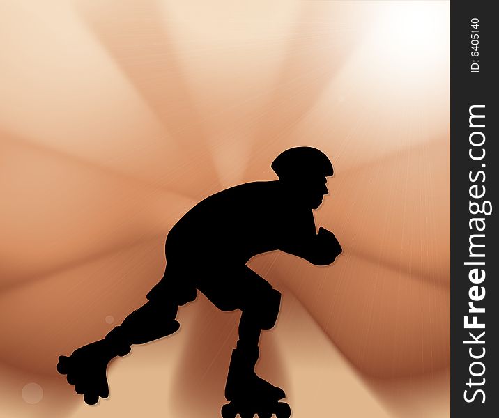 Silhouette  of skater, over abstract background