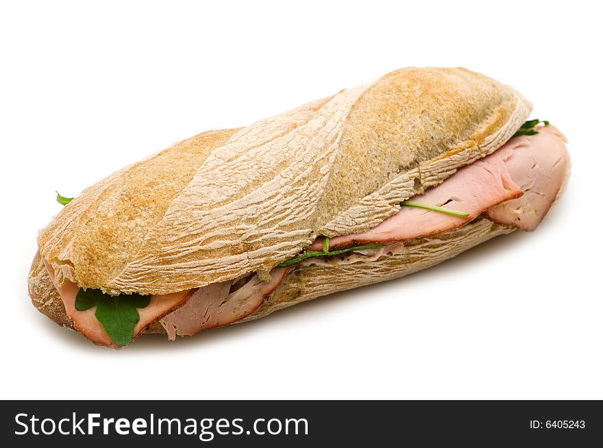 Single sandwich on white background