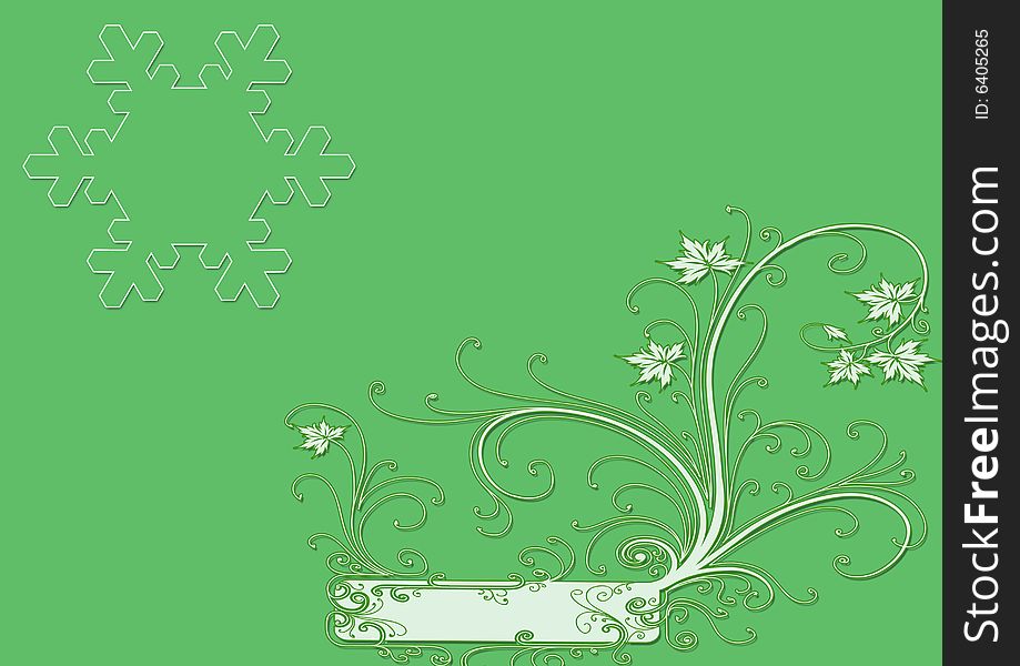 A floral design in a green background. A floral design in a green background