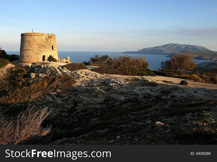 Tower, view point on the North-east side of island of Majorca in Spain