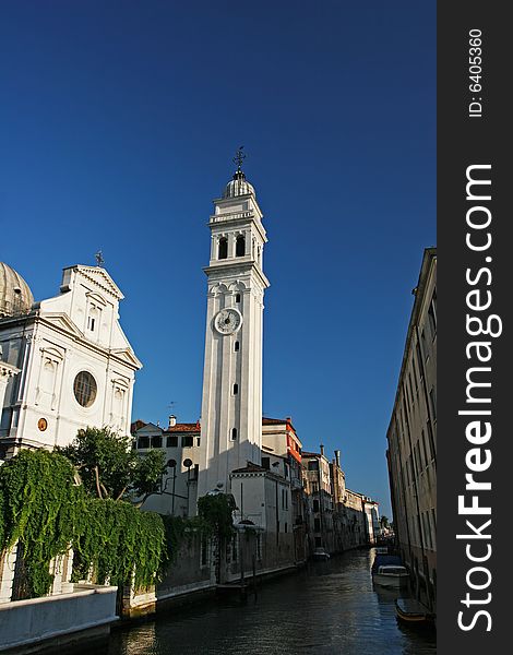 Beautiful church near the canal (Venice,Italy)