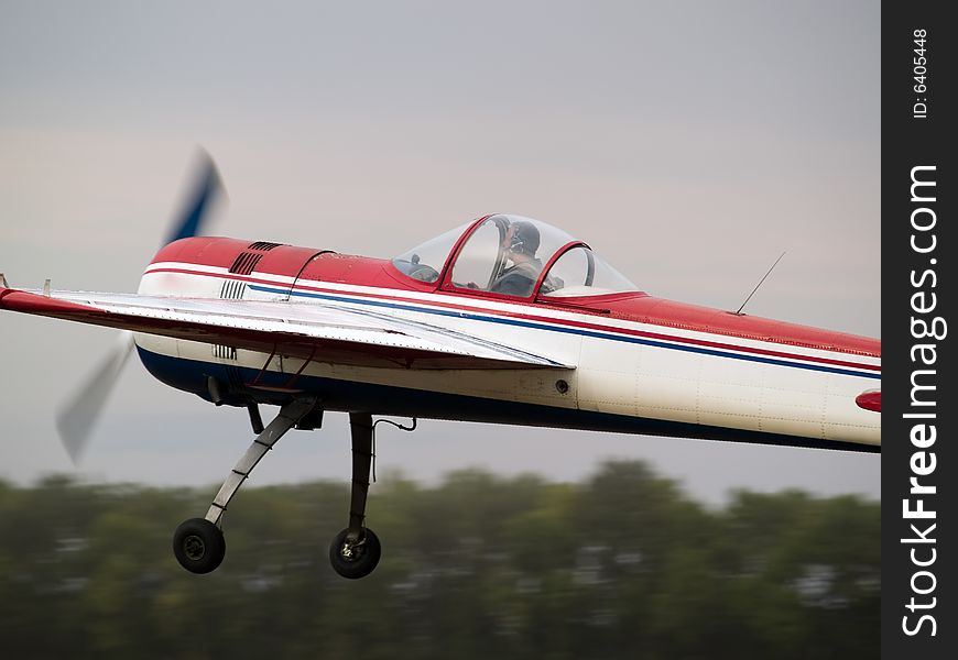 Aerobatics plane close-up side-view