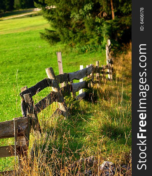 Fench in a mountain field