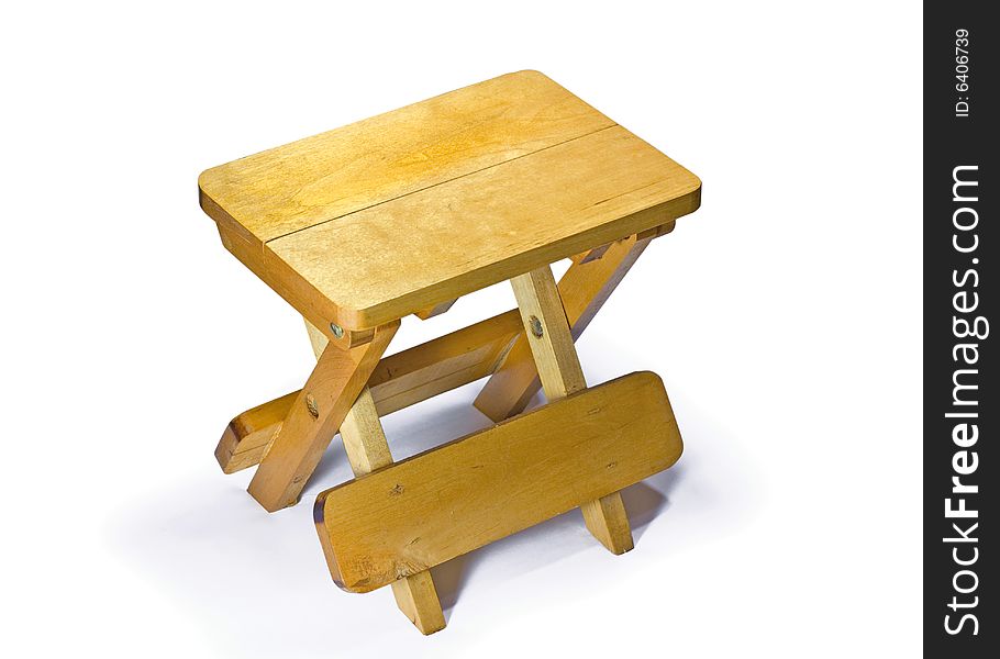 Small Wooden Stool on white