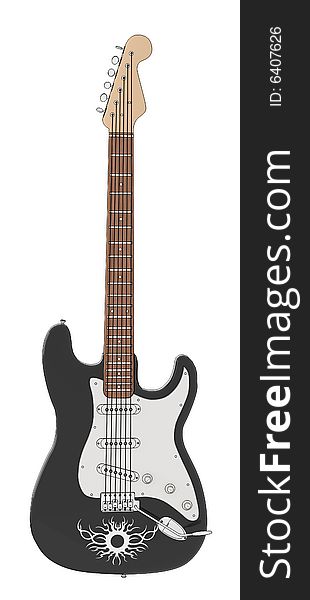 Black guitar illustration. Rendered with vray 1.50SP2