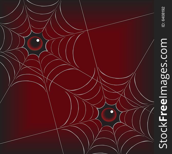 Spiderweb with eyes drawn in Illustrator.