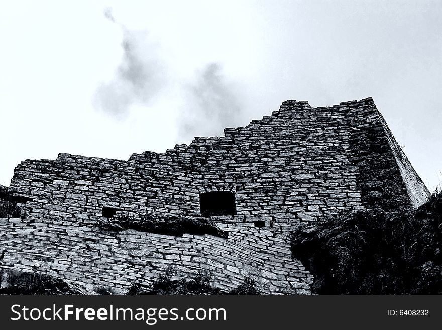 Castle Hohennneuffen, a medieval knights' ruin at the boarder of the Swabian Alb mountains, 15 miles southeast from Stuttgart. Baden-Wuerttemberg, Germany. B/W version in rather dramatic exposure settings. Castle Hohennneuffen, a medieval knights' ruin at the boarder of the Swabian Alb mountains, 15 miles southeast from Stuttgart. Baden-Wuerttemberg, Germany. B/W version in rather dramatic exposure settings.