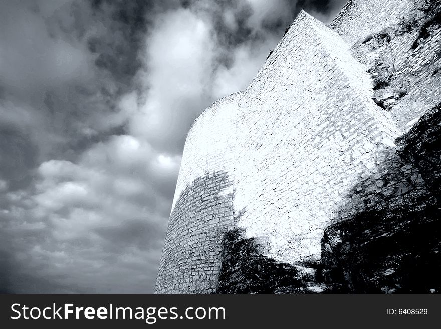 Castle Hohennneuffen, a medieval knights' ruin at the boarder of the Swabian Alb mountains, 15 miles southeast from Stuttgart. Baden-Wuerttemberg, Germany. B/W version in rather dramatic exposure settings. Castle Hohennneuffen, a medieval knights' ruin at the boarder of the Swabian Alb mountains, 15 miles southeast from Stuttgart. Baden-Wuerttemberg, Germany. B/W version in rather dramatic exposure settings.