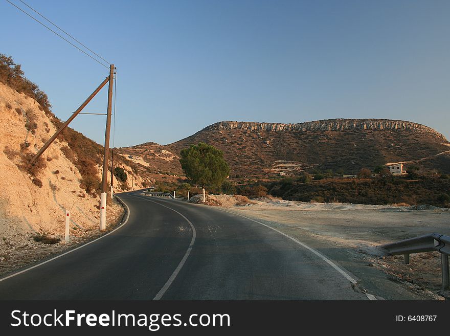 Road near Germasogia Dam, Limassol Cyprus