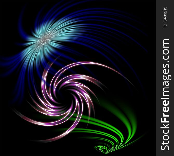 Abstract wavy fractal background on black. Abstract wavy fractal background on black