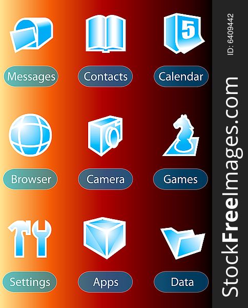 Drawing handphone icon application over red background
