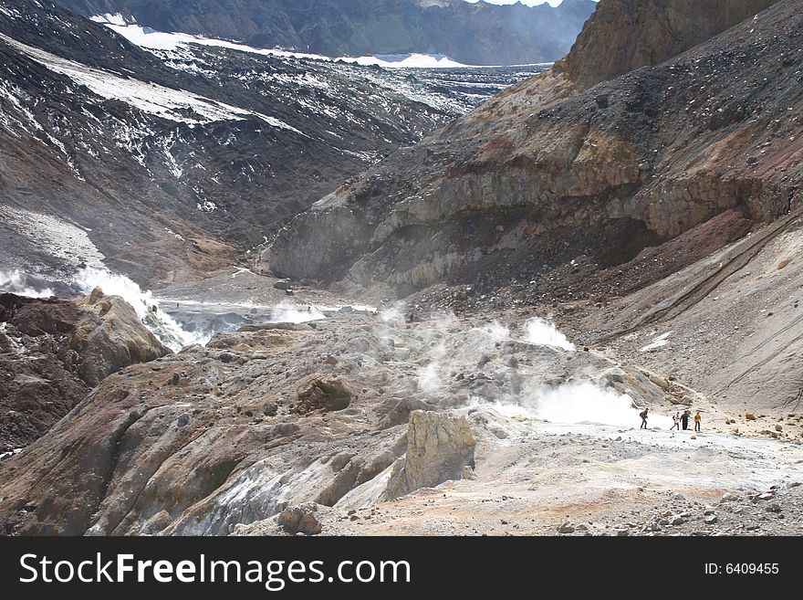 Big canyon on Mutnovsky volcano.