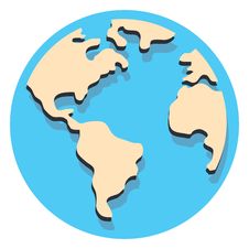 World Circle Icon With Shadow Royalty Free Stock Image